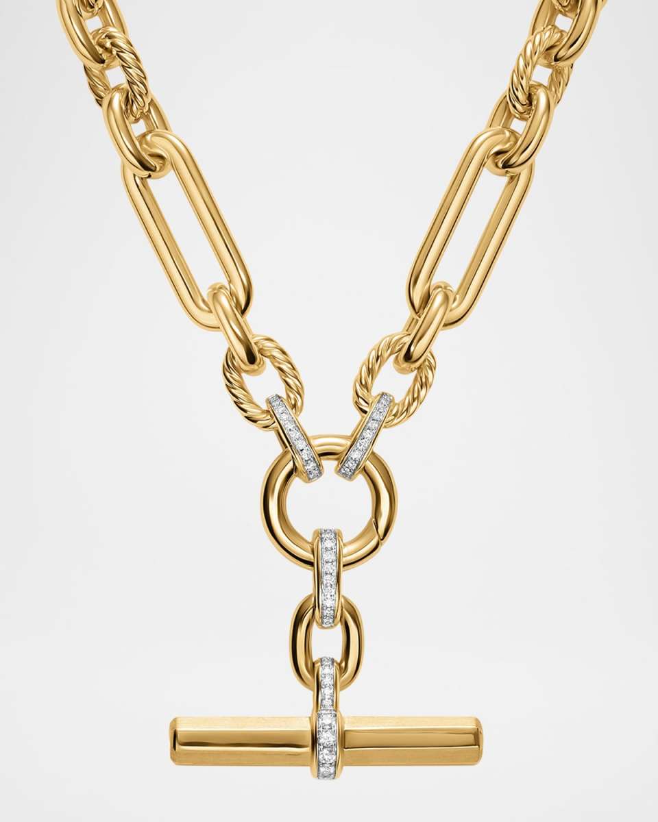 Lexington Chain Necklace with Diamonds in 18K Gold, 9.8mm, 18"L